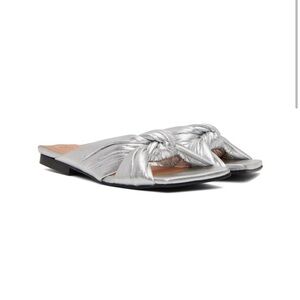 Ganni Silver Knotted Slide Sandals